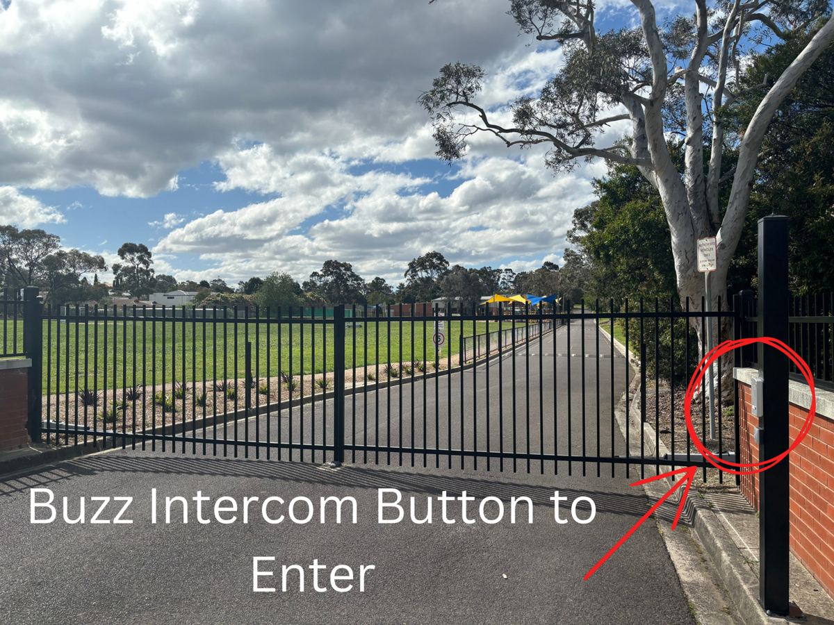 Intercom buzzer at the Holy Saviour Tennis Club entrance on Highbury Road, Vermont South